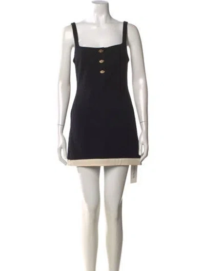 Pre-owned Alexis Square Neckline Mini Dress In Black