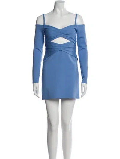 Pre-owned Alexis Square Neckline Mini Dress In Blue