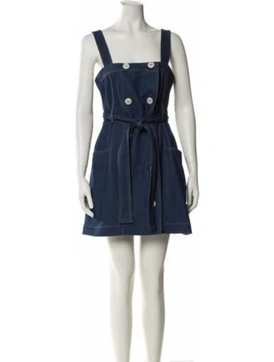 Pre-owned Alexis Square Neckline Mini Dress In Blue