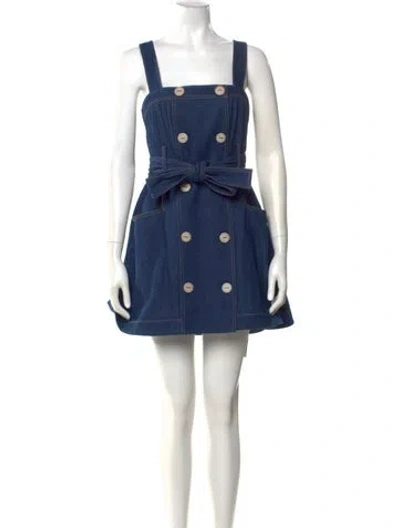 Pre-owned Alexis Square Neckline Mini Dress In Blue