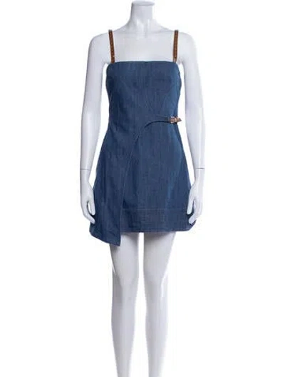 Pre-owned Alexis Square Neckline Mini Dress In Blue