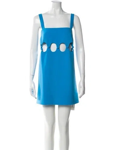 Pre-owned Alexis Square Neckline Mini Dress In Blue
