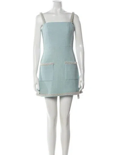 Pre-owned Alexis Square Neckline Mini Dress In Blue