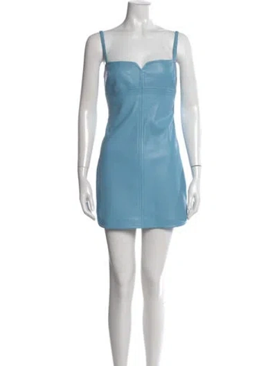 Pre-owned Alexis Square Neckline Mini Dress In Blue