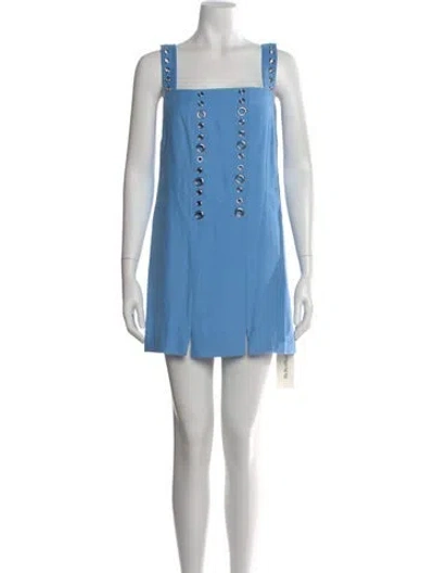 Pre-owned Alexis Square Neckline Mini Dress In Blue