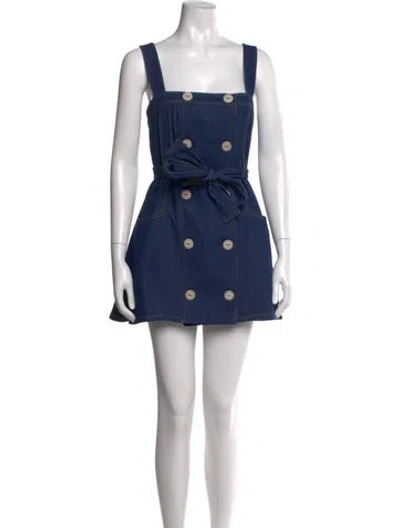Pre-owned Alexis Square Neckline Mini Dress In Blue