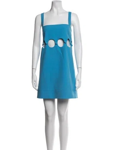 Pre-owned Alexis Square Neckline Mini Dress In Blue