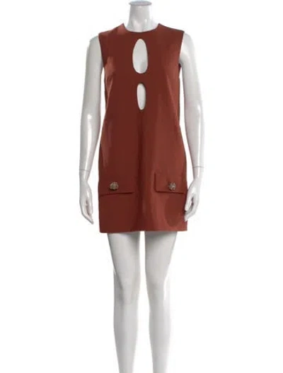 Pre-owned Alexis Square Neckline Mini Dress In Brown
