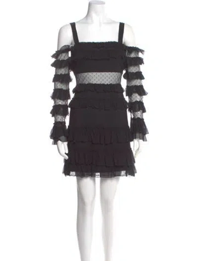 Pre-owned Alexis Square Neckline Mini Dress In Gray