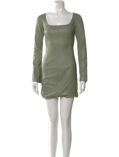 Pre-owned Alexis Square Neckline Mini Dress In Green