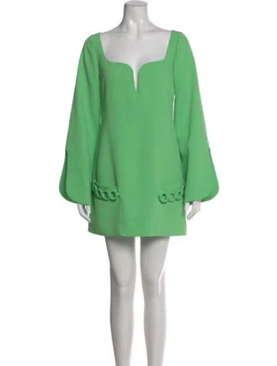 Pre-owned Alexis Square Neckline Mini Dress In Green