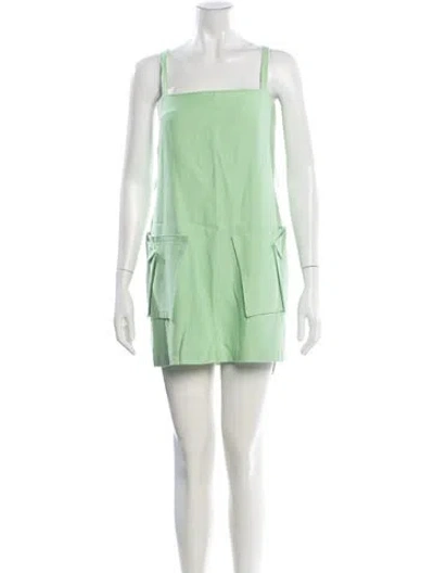 Pre-owned Alexis Square Neckline Mini Dress In Green