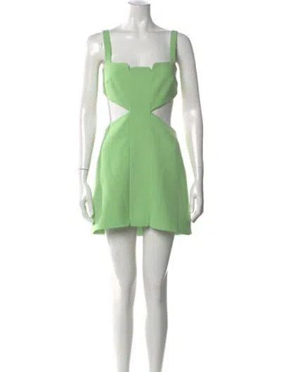 Pre-owned Alexis Square Neckline Mini Dress In Green