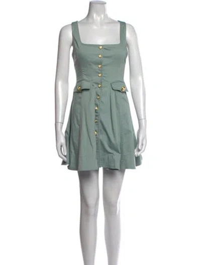 Pre-owned Alexis Square Neckline Mini Dress In Green
