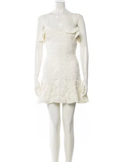 Pre-owned Alexis Square Neckline Mini Dress In Neutral