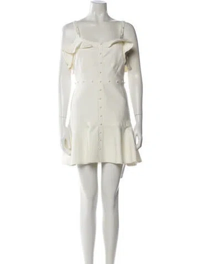 Pre-owned Alexis Square Neckline Mini Dress In Neutral