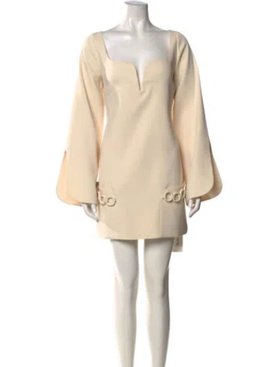 Pre-owned Alexis Square Neckline Mini Dress In Neutral