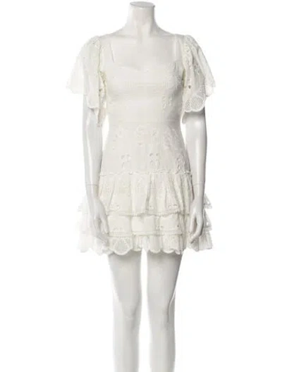 Pre-owned Alexis Square Neckline Mini Dress In Neutral