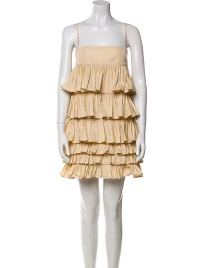 Pre-owned Alexis Square Neckline Mini Dress In Neutral