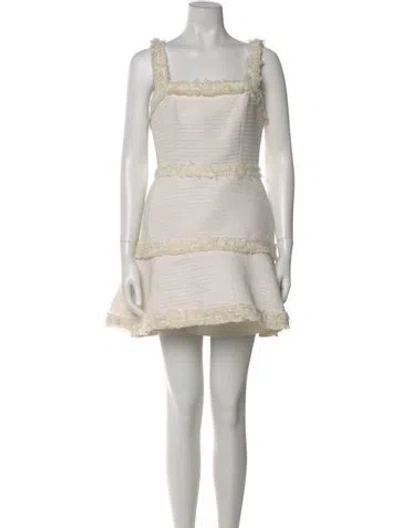 Pre-owned Alexis Square Neckline Mini Dress In Neutral