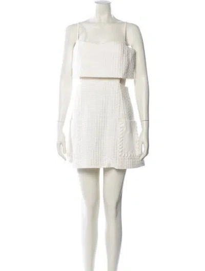 Pre-owned Alexis Square Neckline Mini Dress In Neutral