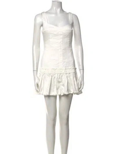 Pre-owned Alexis Square Neckline Mini Dress In Neutrals