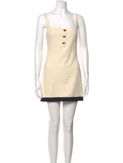 Pre-owned Alexis Square Neckline Mini Dress In Neutrals