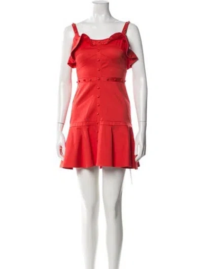 Pre-owned Alexis Square Neckline Mini Dress In Red