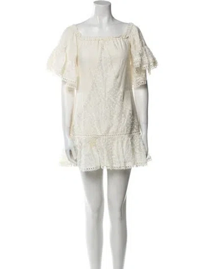 Pre-owned Alexis Square Neckline Mini Dress In White