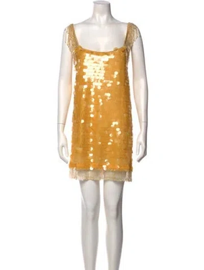 Pre-owned Alexis Square Neckline Mini Dress In Yellow