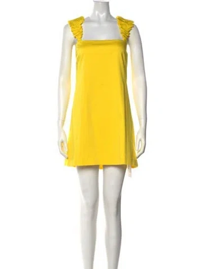 Pre-owned Alexis Square Neckline Mini Dress In Yellow