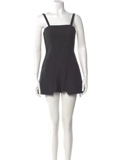 Pre-owned Alexis Square Neckline Romper In Black