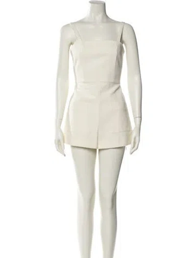 Pre-owned Alexis Square Neckline Romper In Neutral