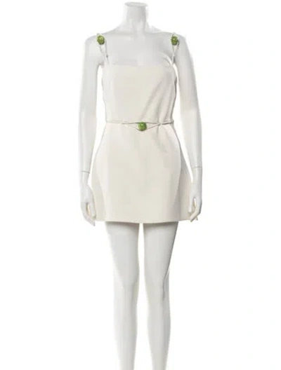 Pre-owned Alexis Square Neckline Romper In Neutral