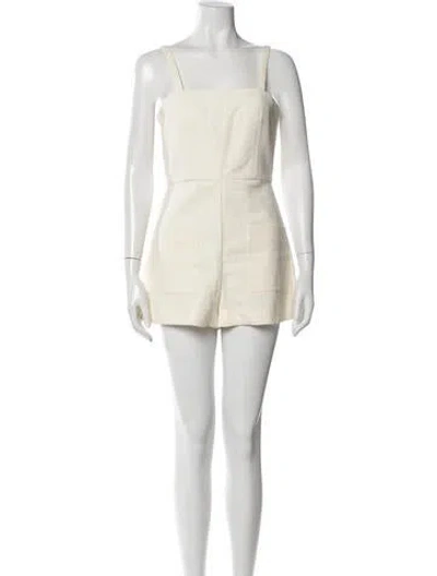 Pre-owned Alexis Square Neckline Romper In Neutral