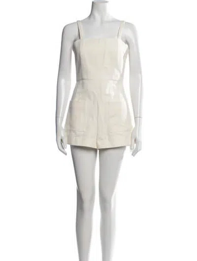 Pre-owned Alexis Square Neckline Romper In Neutrals