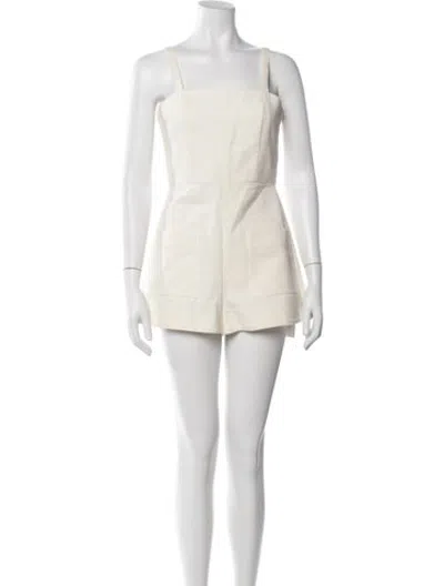 Pre-owned Alexis Square Neckline Romper In Neutrals