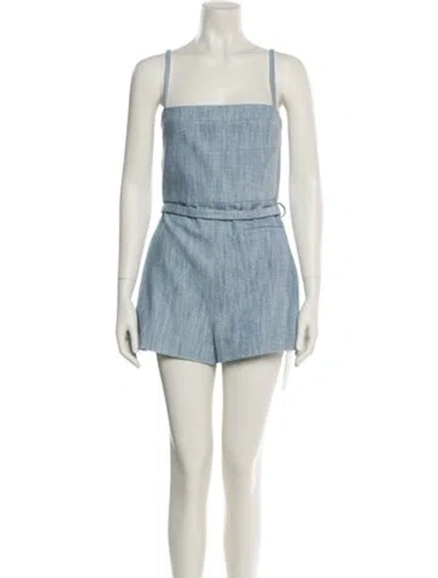 Pre-owned Alexis Square Neckline Romper W/ Tags In Blue