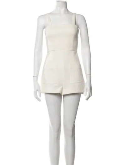 Pre-owned Alexis Square Neckline Romper W/ Tags In Neutrals