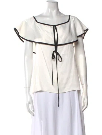Pre-owned Alexis Square Neckline Sleeveless Blouse In White
