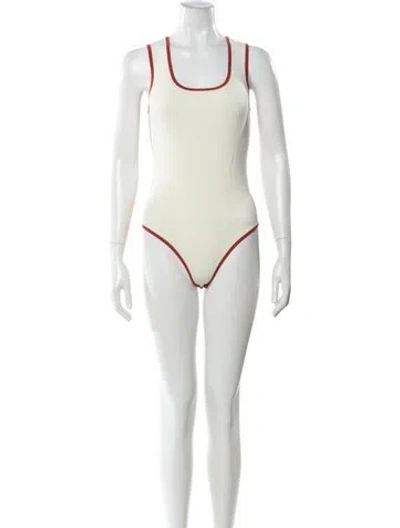 Pre-owned Alexis Square Neckline Sleeveless Bodysuit W/ Tags In White