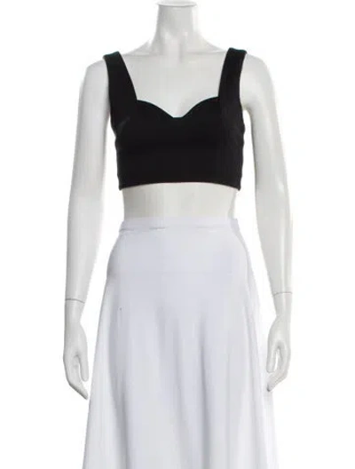 Pre-owned Alexis Square Neckline Sleeveless Crop Top In Black