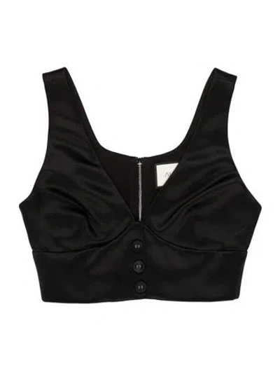 Pre-owned Alexis Square Neckline Sleeveless Crop Top In Black