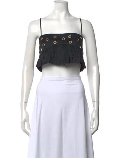 Pre-owned Alexis Square Neckline Sleeveless Crop Top In Green