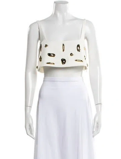 Pre-owned Alexis Square Neckline Sleeveless Crop Top W/ Tags In White