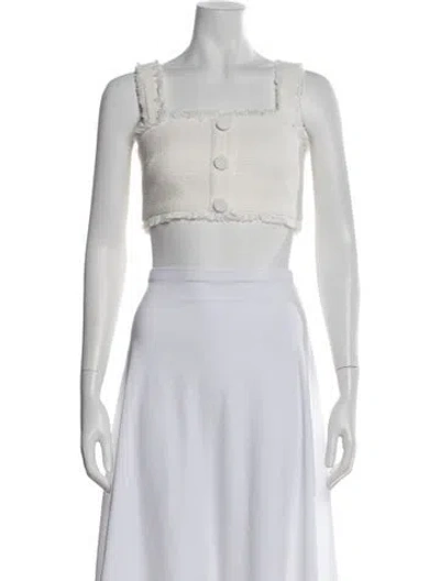 Pre-owned Alexis Square Neckline Sleeveless Crop Top In White