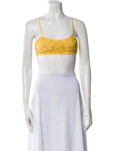 Pre-owned Alexis Square Neckline Sleeveless Crop Top In Yellow