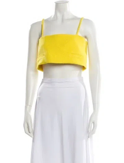 Pre-owned Alexis Square Neckline Sleeveless Crop Top In Yellow