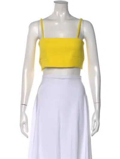 Pre-owned Alexis Square Neckline Sleeveless Crop Top In Yellow