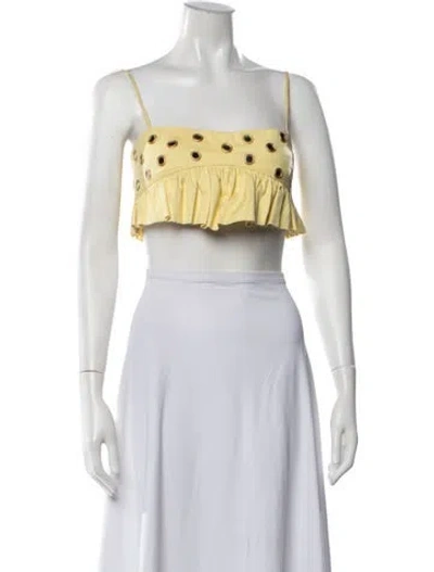 Pre-owned Alexis Square Neckline Sleeveless Crop Top In Yellow
